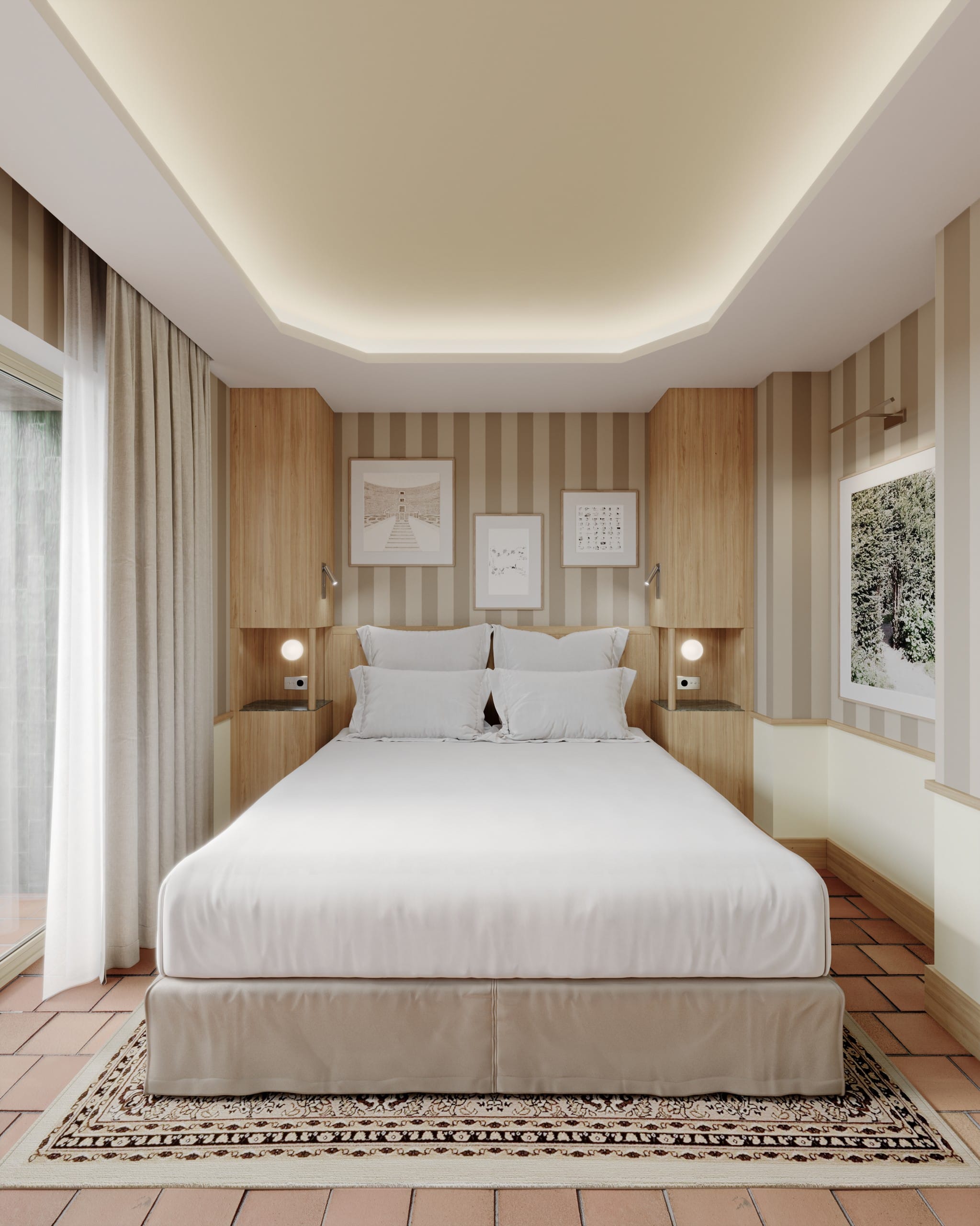 Chambre moderne avec lit double confortable, Hôtel dans le Lot, Maison Borrèze.